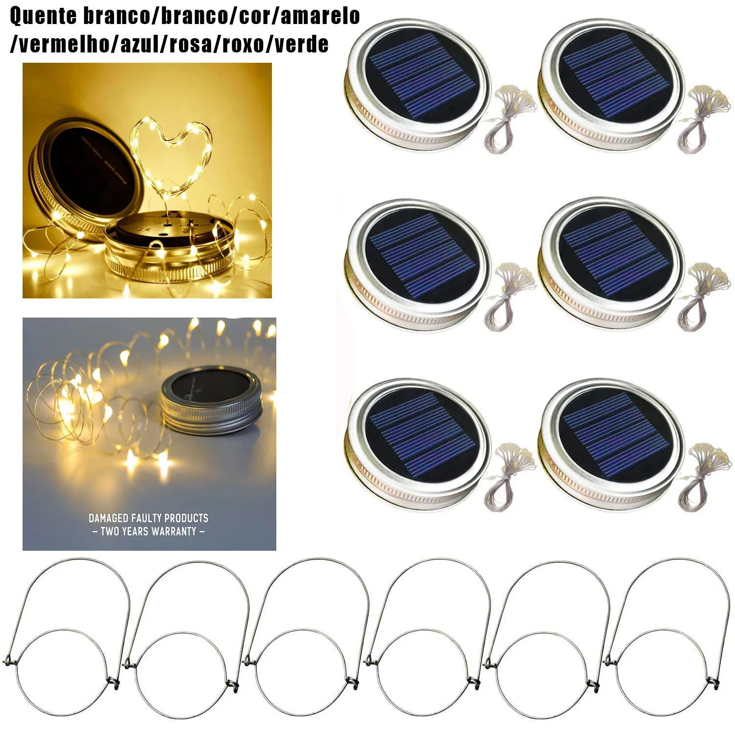 6x solar led luzes de natal decoração exterior pisca pisca fadas ao ar livre mason jar garrafa tampa da corda luz iluminação led guirlanda colorido casamento decoração do jardim casa natal lanterna
