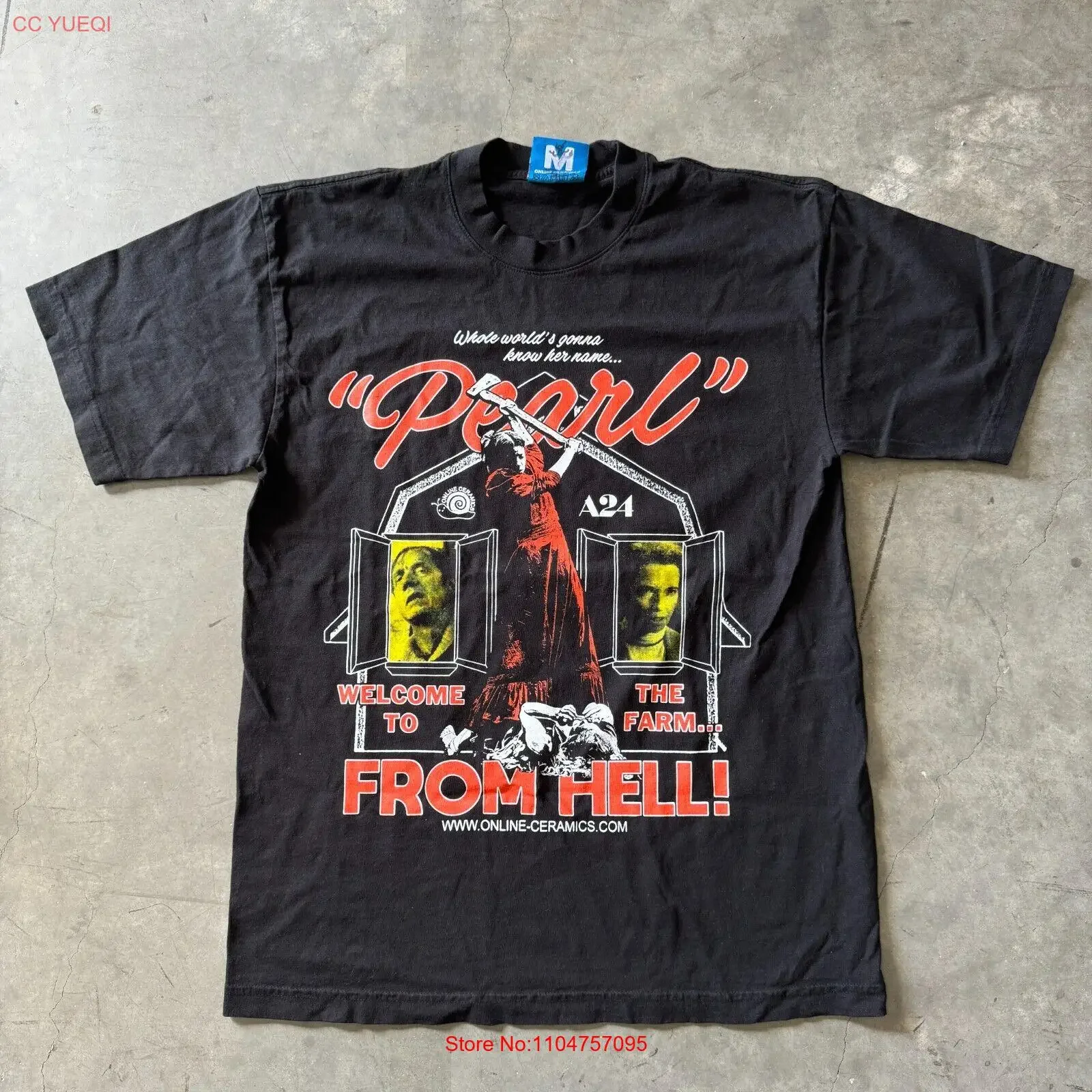 Online Ceramics A24 Horror Pearl Welcome To The Farm From Hell T Shirt Medium vintage Washed Unisex graphic Stretched Casual