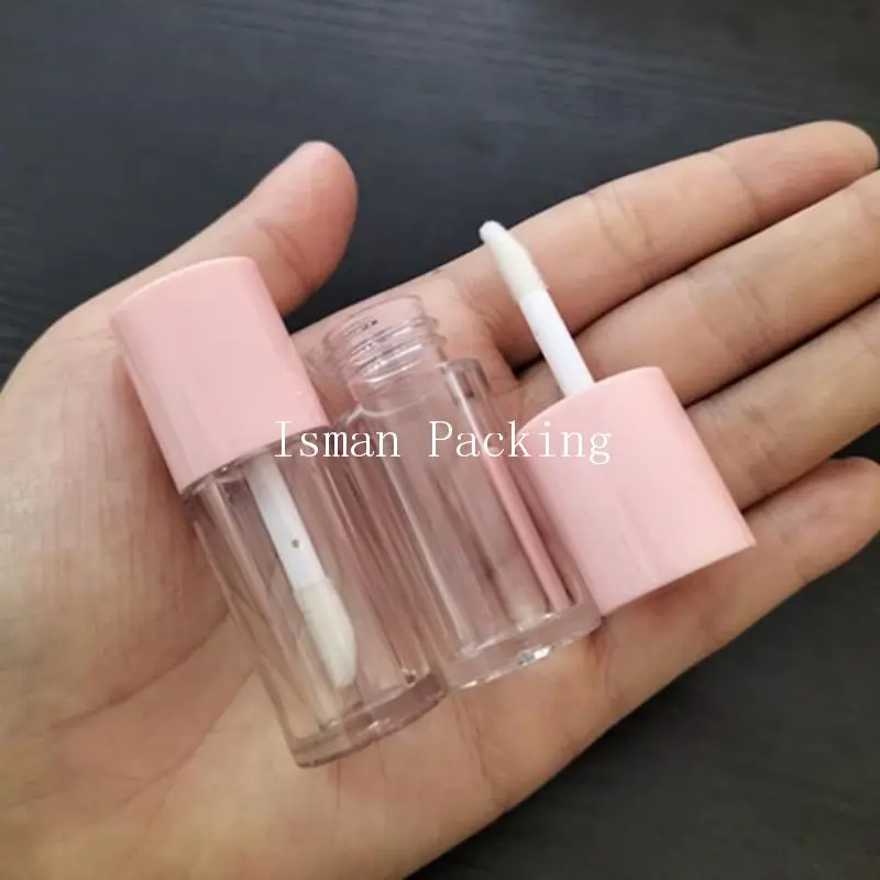 50pcs Empty 3ml Refillable Yellow Blue Nude Pink Round Cute Mini Lip Gloss Containers Tube Packaging With Wands Brush