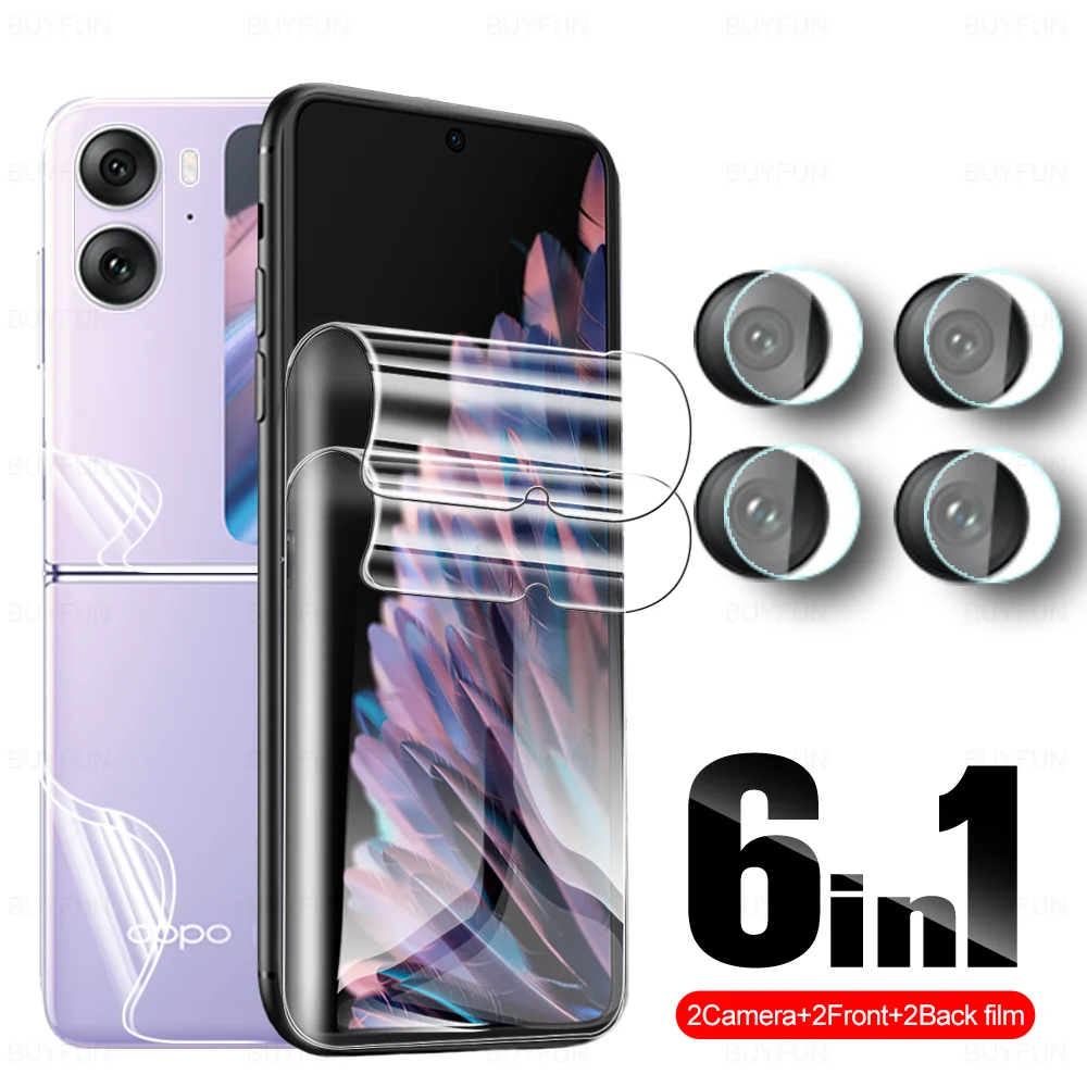 6in1 Front Back Hydrogel Film For Oppo Find N2 Flip CPH2437 FindN2Flip FindN2 N 2Flip N2Flip Clear Screen Protector Camera Glass