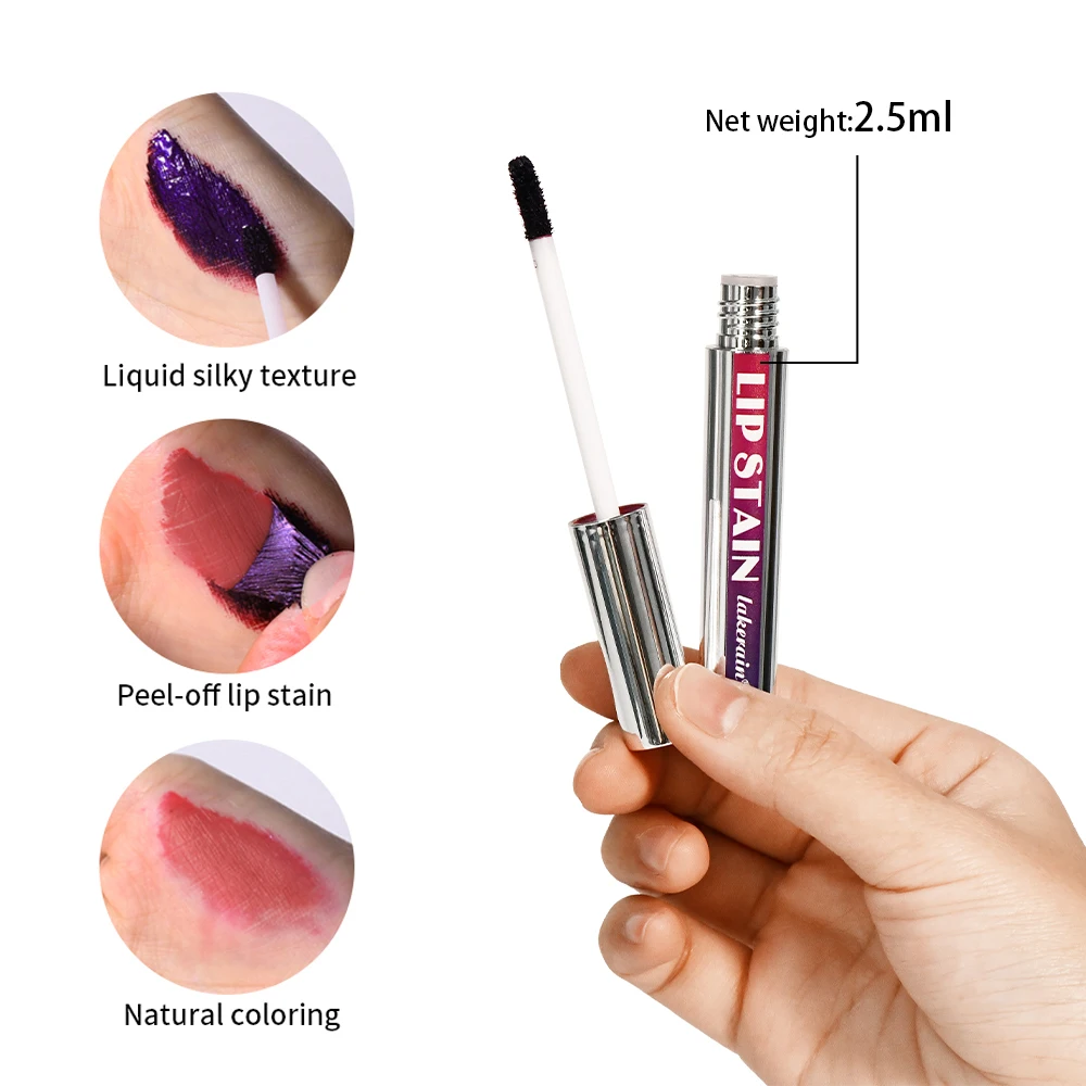 Lip Gloss Peel and Stick Set Long-lasting Waterproof Transfer Proof Non-stick Cup Natural Peel Off Lip Stain Women's Cosmetics