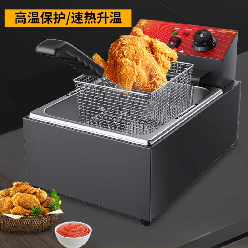 Electric fryer Large capacity thickened fryer Commercial multi-functional stall Single double cylinder French fries fritter