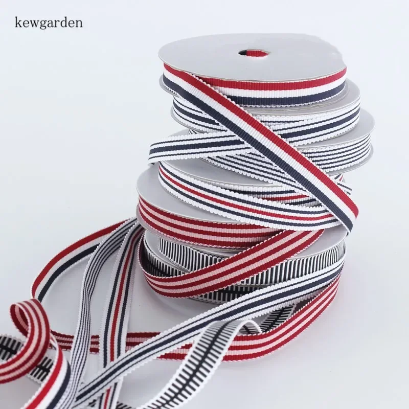 

Kewgarden Wavy Edge Stripe Grosgrain Ribbons 20mm 15mm 10mm Handmade Tape DIY Bowknot Hair Garment Accessories 10 Yard