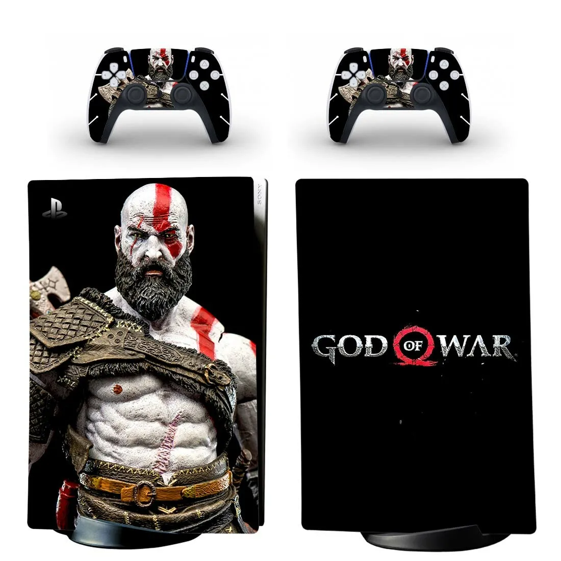 غطاء لاصق جلدي رقمي من Game God of War PS5 لوحدة التحكم و2 وحدات تحكم من الفينيل