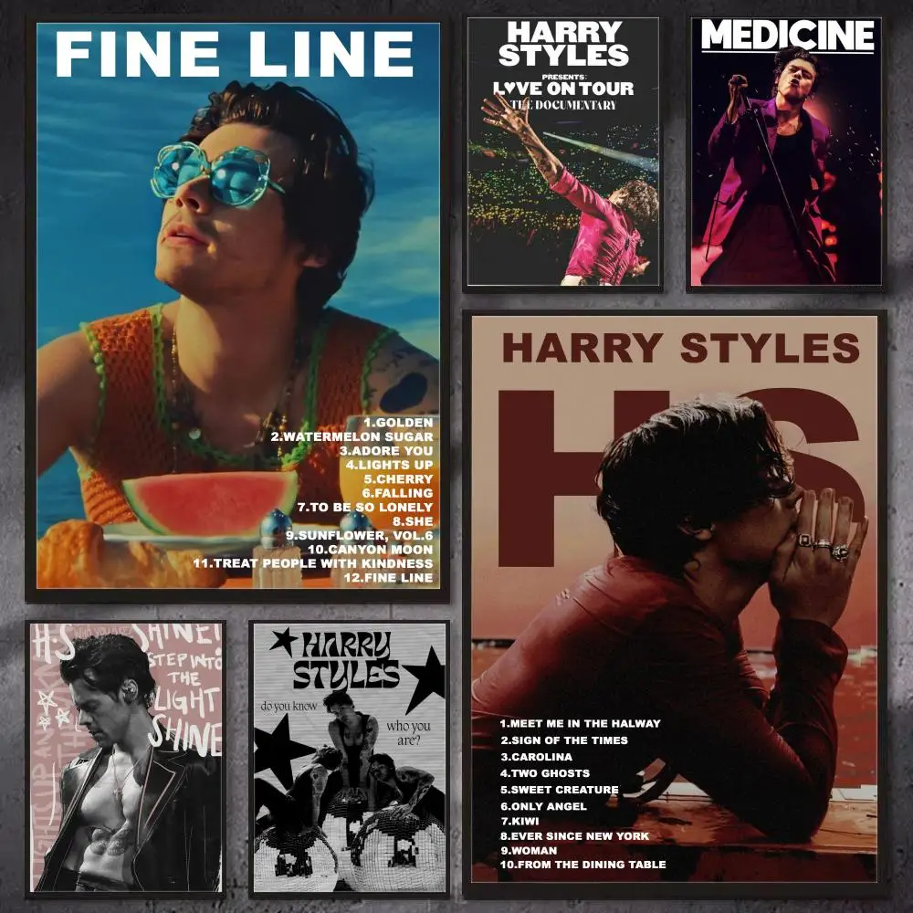 Singer H-Harry Styles Poster Wall Art Print, Aesthetic Room Decor, Modern Home Decor, Removable Print