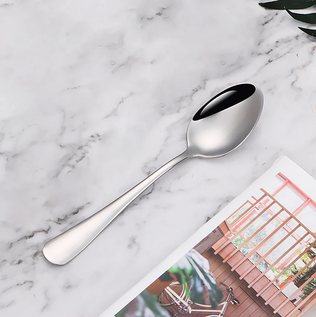 4/6/12 Pieces Gold Dessert Spoon Stirring Spoons Set Stainless Steel Sliver Cutlery Cake Dessert Spoon For Home Tea Party