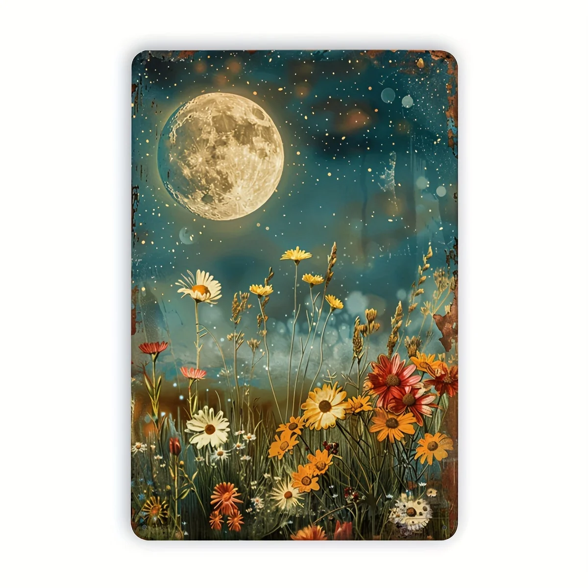 

1 шт. винтажная металлическая жестяная вывеска с лунным светом, 8x12 дюймов, железное настенное искусство, деревенский домашний декор для гостиной, ресторана, бара