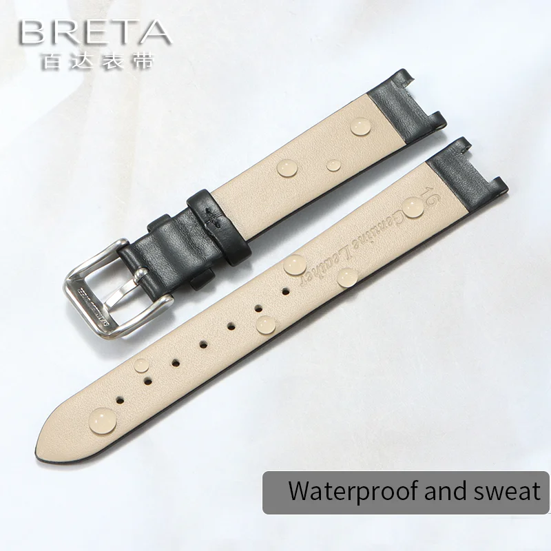 Correa de piel con muescas para Gucci Watch GC Ya 141501   Ya Ya. 141401   Correa de reloj para mujer 12x4mm 14x4mm pulsera blanco negro