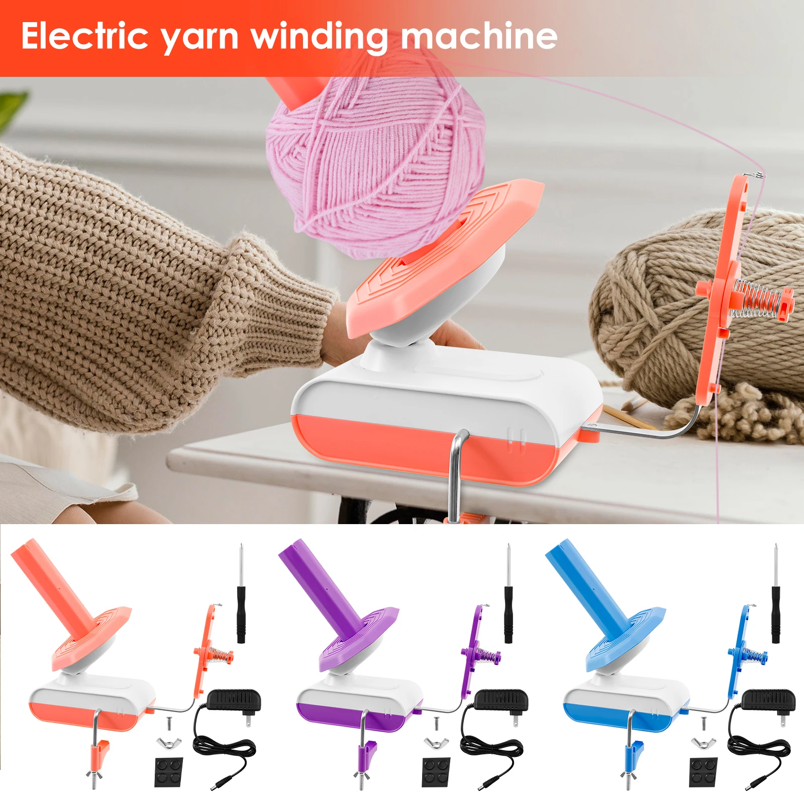 

Electric Yarn Ball Winder Yarn Dispenser Yarn Roller Cake Winder DIY Crafts for Crocheters Knitters Crocheting Wool Collection