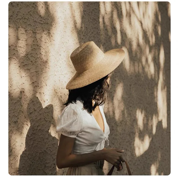Sommer Breite Krempe Panama Boater Hut 5cm 7cm 10cm Krempe Stroh Hut Frauen Derby Hut Sonnenhut strand Kappe Sombrero Mujer Playa Chapeau – Detail 10