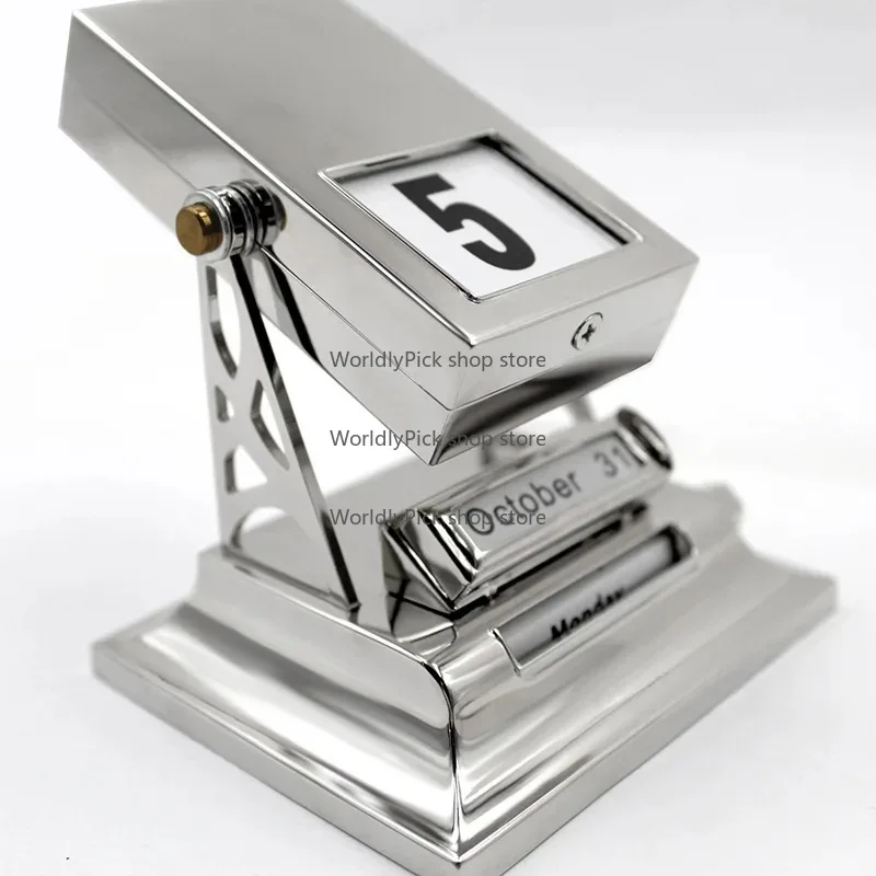 New Flip Metal Desk Calendar Creative Perpetual Calendar Russian English Crafts Business