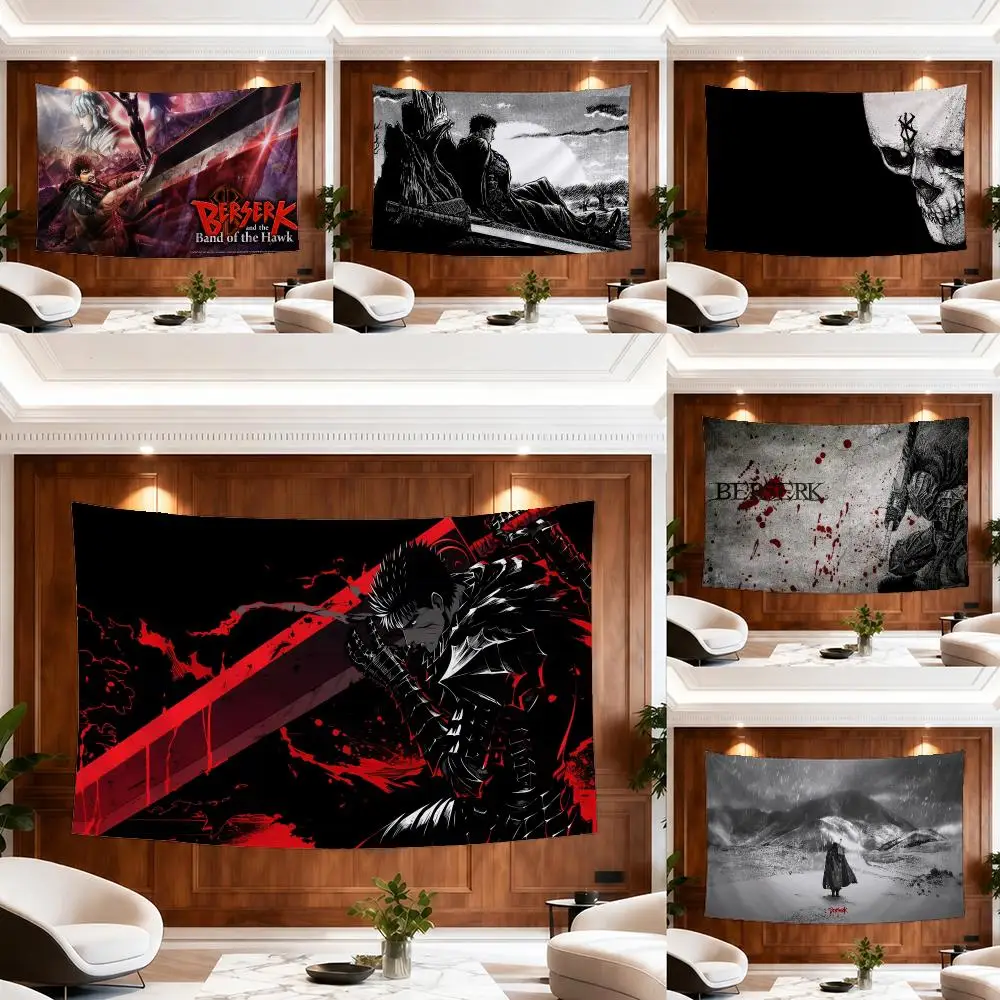 Anime B-Berserk Tapestry Custom Living Bedroom Party Dormitory Interior Wall Bohemian Decoration Attached Clip