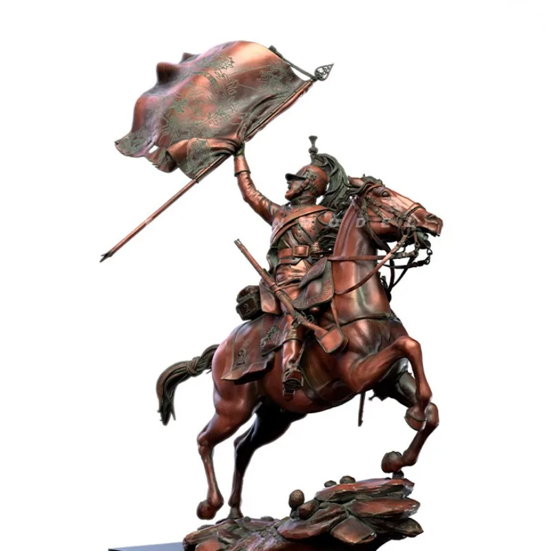 1/20 90mm Resin Figure Model Kit Imperial Entrance Guard Cavalry Model Miniature Statue Unassembled and Unpainted Free Shipping