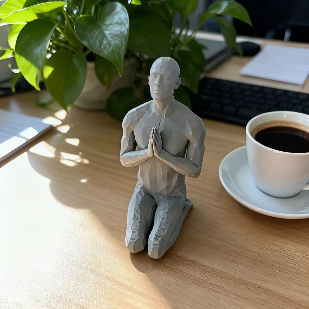 Minimalist Kneeling Prayer Man Ornaments Muscular Human Statue Meditation Male Home Office Table Yoga Room Decor Spiritual Gifts