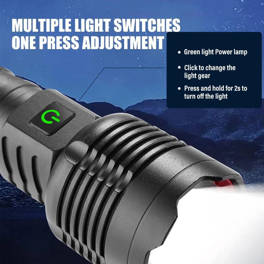 Portable Retractable Zoom Flashlight Rechargeable Flashlight Tail Attack Pointy Hammer Designed Flashlight For Self-Defense