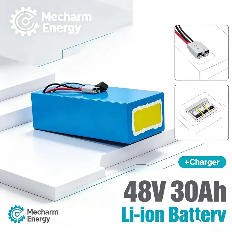 48V Rechargeable 21700 Li-ion Battery 30Ah, Integrated BMS, Stable High Power Output, Ideal Power Source for 0-2000W Electric Po