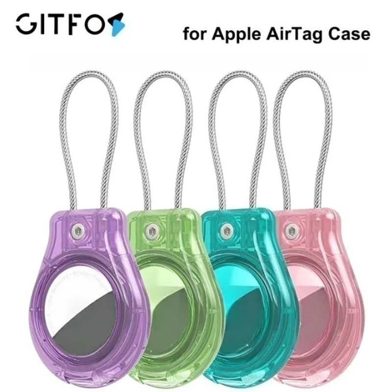 

GITFOS Waterproof AirTag Case for Apple Airtags Keychain Holder with Steel wire line Anti-Lost Cover for Luggage Backpack Keys