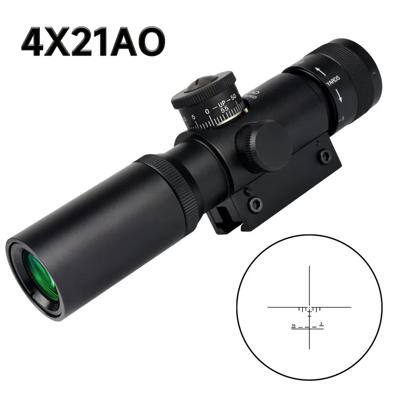 4x21AO Tactical Rifle Scope Hunting Optical Glass Etched Reticle Illuminated Shooting Scope Carbine Compact Sight 11/20mm Rail