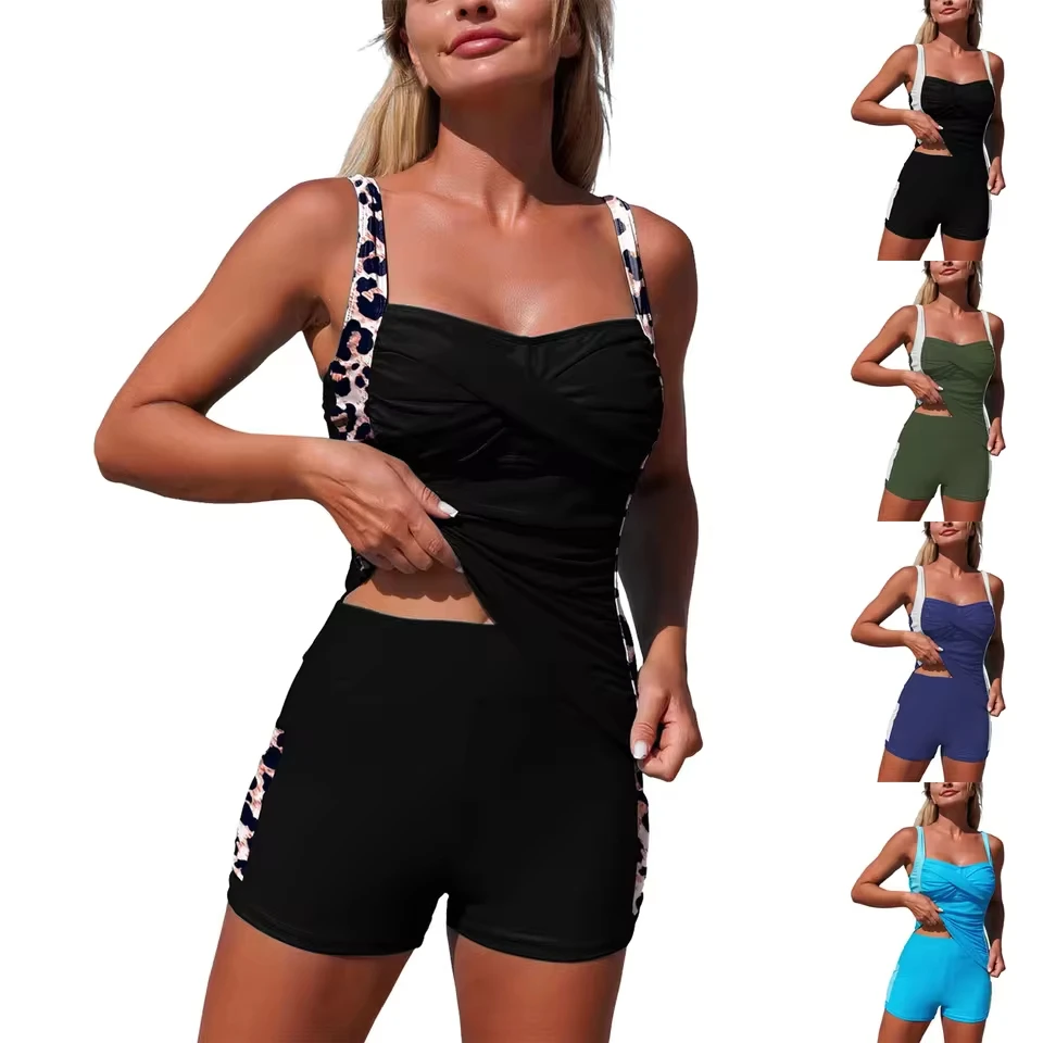 Women High Waisted Bikini Sexy Push Up Two Piece Swimsuits Vintage Swimsuit Two Piece Retro Ruched Women Solid Push Up Swimwear