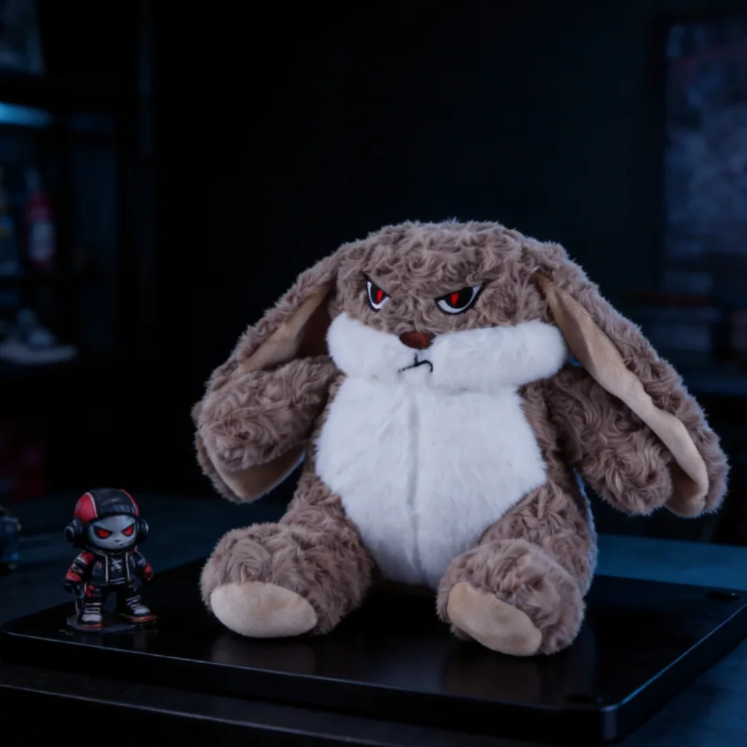 Soft Rabbit Plush Toy Bunny Doll Pull-Face Bunny Rabbit Angry Expression for Cuddling Home Decor Birthday Easter Gift for Friend