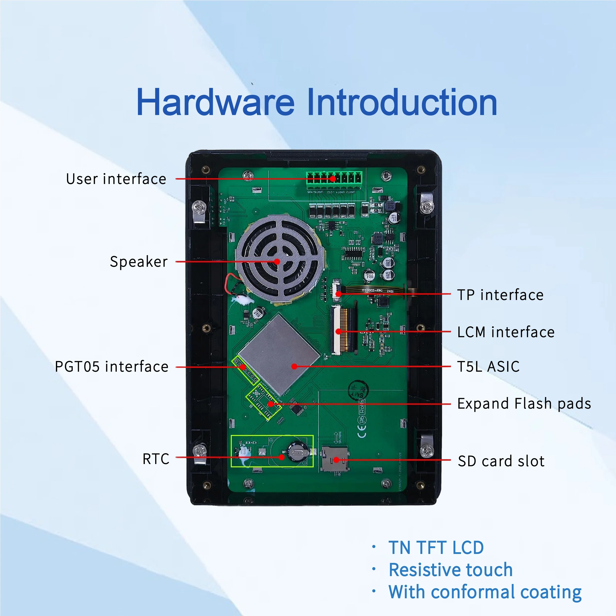 7 Inch 800*480 Pixels Resolution 16.7M Colors HMI TN TFT LCD Display Screen with Enclosure Touch Panel DMG80480T070_15WTR