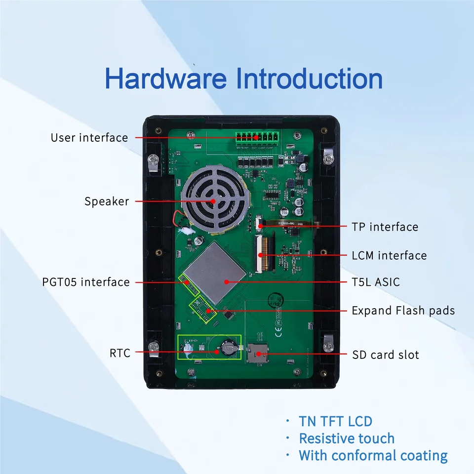 Pantalla TFT LCD HMI de 7 pulgadas 800*480 píxeles 16.7M colores con panel táctil y carcasa DMG80480T070_15WTR 2