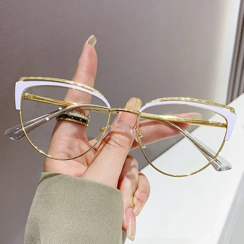 

Fashionable Cat Eye Metal Optical Spectacle Eyeglass Anti-Blue Light Computer Glasses Ultralight Eye Protection Goggle Shades