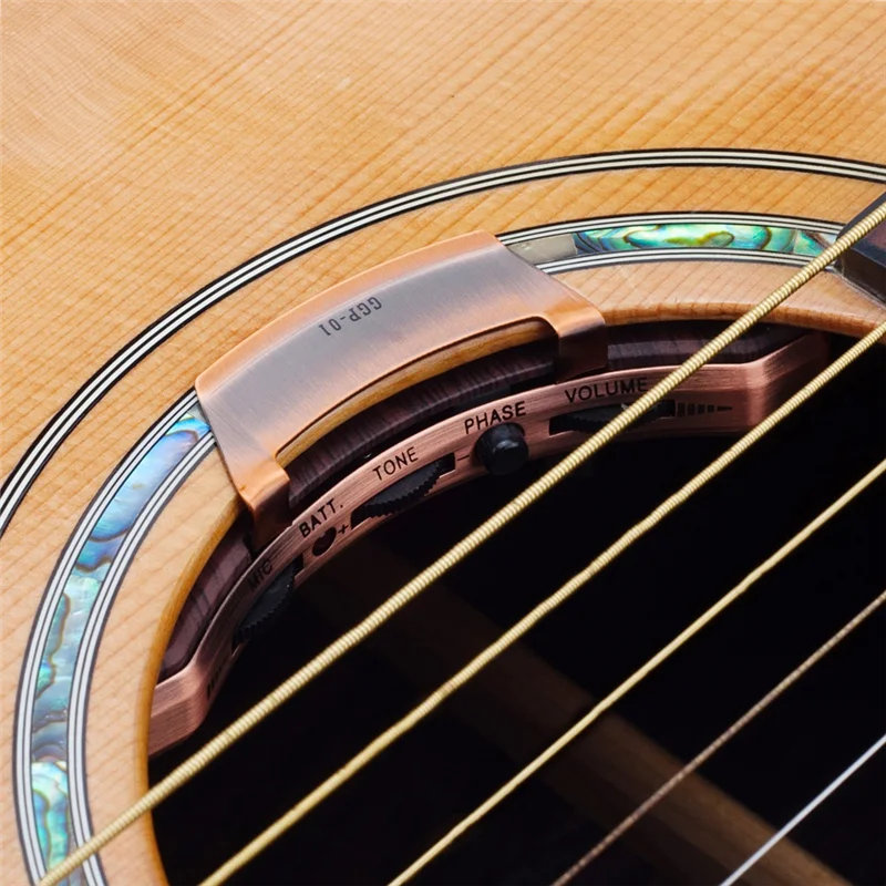 Advanced Acoustic Guitar Sound Hole Pickup Dual Pickup Modes Piezo + Mic Supports Volume Tone Phase For 36-42 Inch Classic Guita