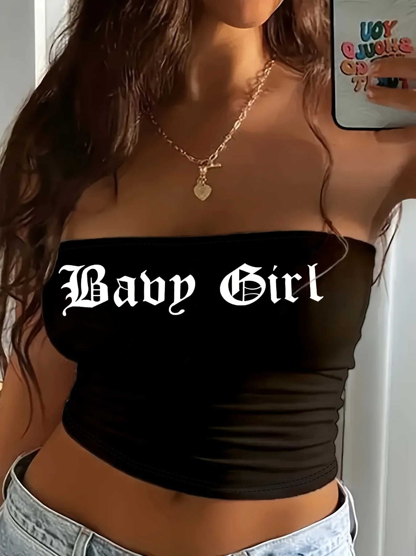 Chic Letter Print Tube Top for Women Perfect for All Seasons Crop Top 90s Strapless Top Streetwear Clothes Girl