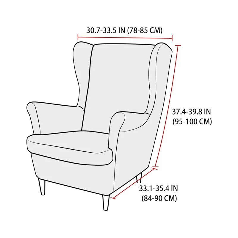 Elastic Sloping Wing Chair Cover Polar Fleece King Armchair Slipcover Stretch Wingback Sofa Covers with Cushion Cover Home Decor