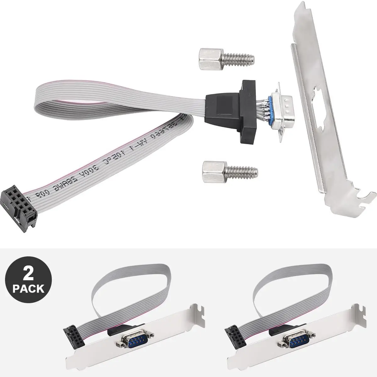 JavicTech  RS232 Serial D-Sub DB9 9Pin Male to 10Pin IDC Female Motherboard Header Connector Adapter Flat Ribbon Cable with