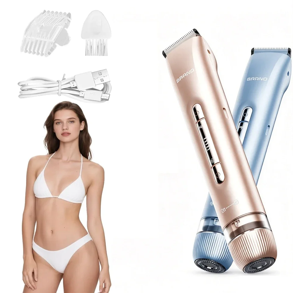 Rechargeable Women Body Hair Trimmer, Waterproof Electric Bikini Trimmer, Cordless Lady Shaver for Wet & Dry Use