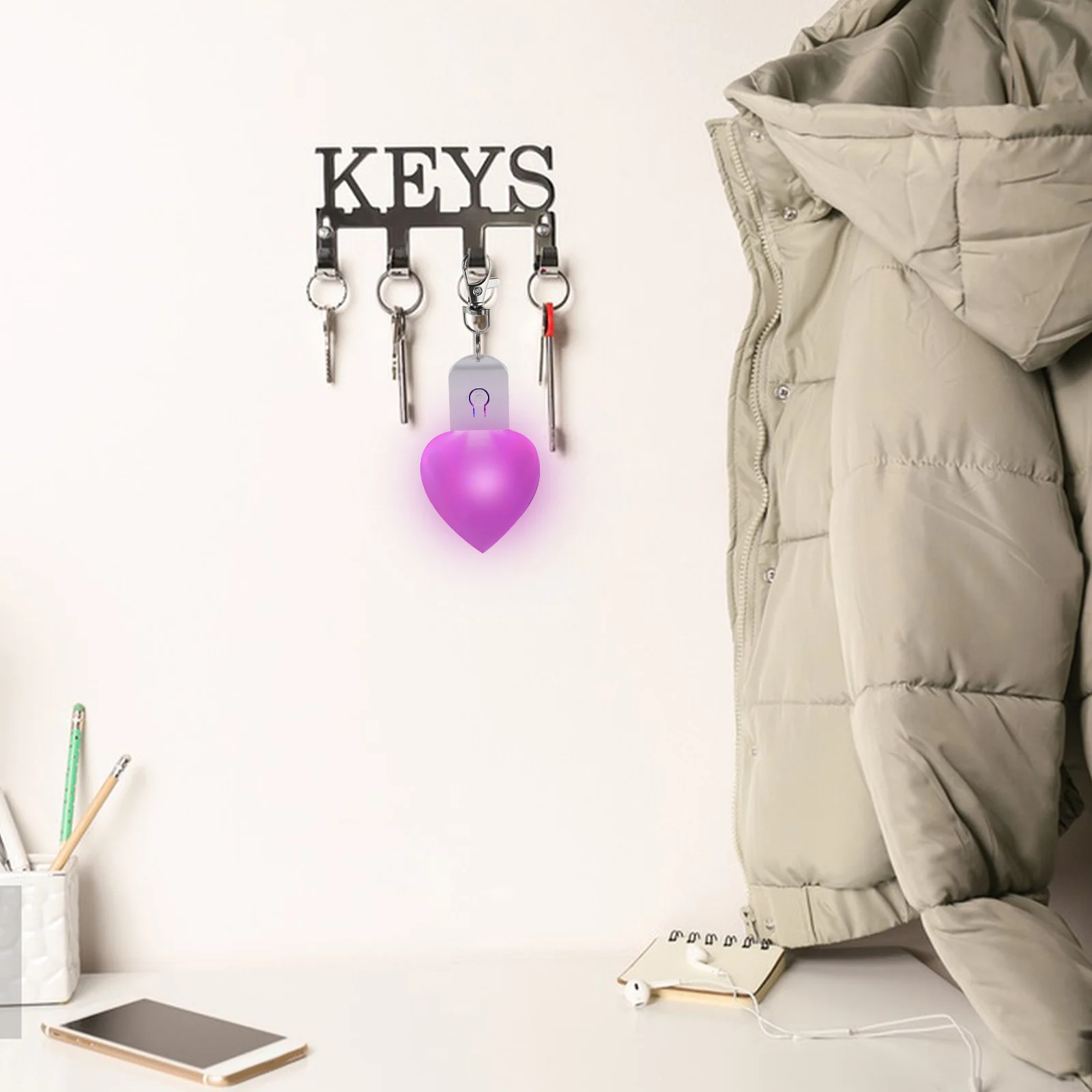 Heart Shaped Sublimation LED Acrylic Keychain Blank Colorful Glow Night Light Romantic Decor Party Ornament DIY Craft Printing