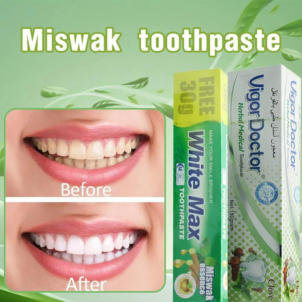 

Зубная паста Miswak, отбеливающая травяная зубная паста Vigor Doctor White Max для взрослых, делает вашу улыбку, ярче