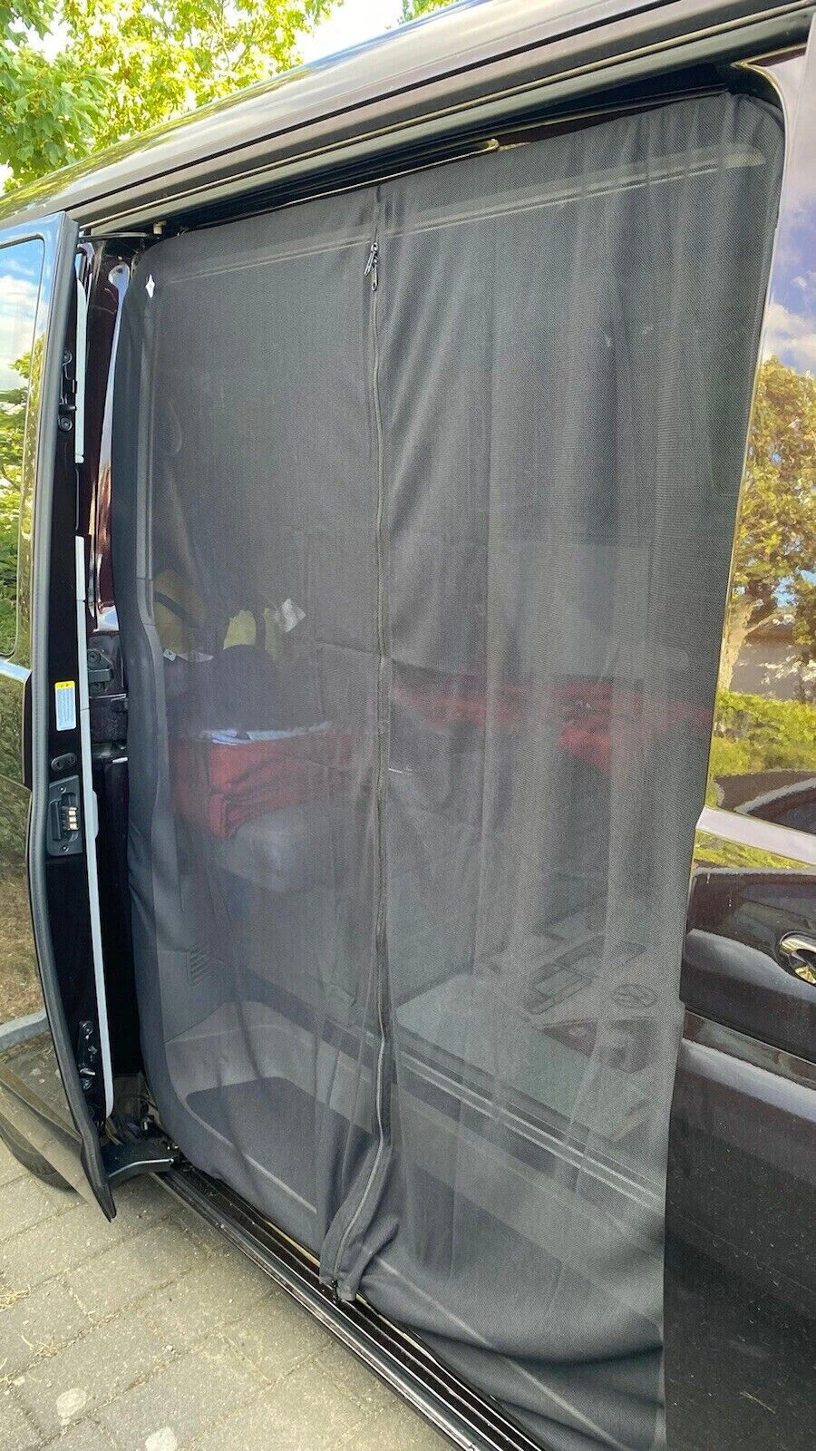 Vw T5 T6 슬라이딩 자동차 도어 커튼 마그네틱 모기장 통풍 플라이 스크린 방충 커튼 초미세 모기 방지 메쉬 썸네일 3