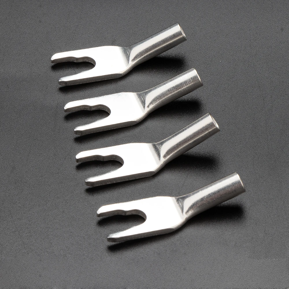 銀メッキオーディオフォークスペードコネクタ、yスペードプラグ、hifiスピーカーコネクタ、4mm、オーディオファン、4個