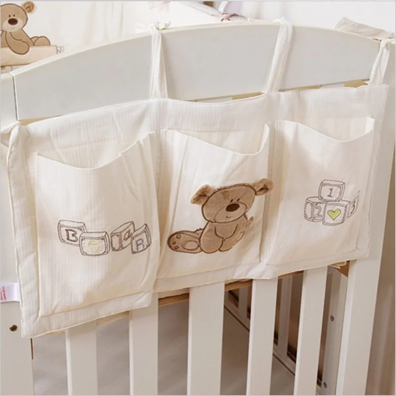 Baby Bed Hanging Storage Bag Cotton Newborn Crib Organizer Toy Diaper Pocket for Crib Bedding Set Accessories nappy store bags