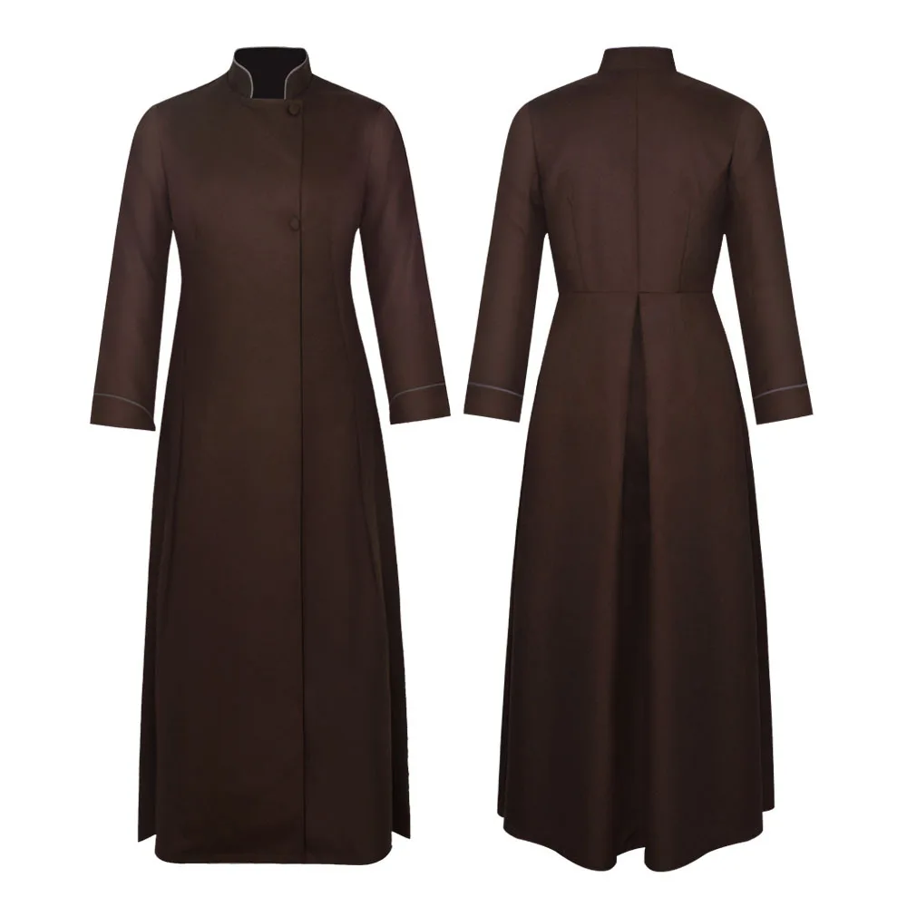 Bata de uniforme de sacerdote Medieval Vintage para adultos, vestido de Cassock de Pastor para fiesta de Cosplay