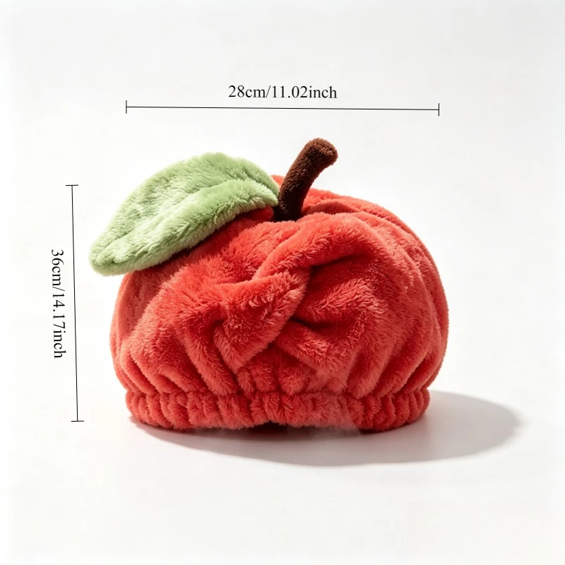 1pc Cute Apple Shape Hair Drying Cap Super Absorbent Quick Dry Coral Fleece Towel Thickened Shower Bath Cap