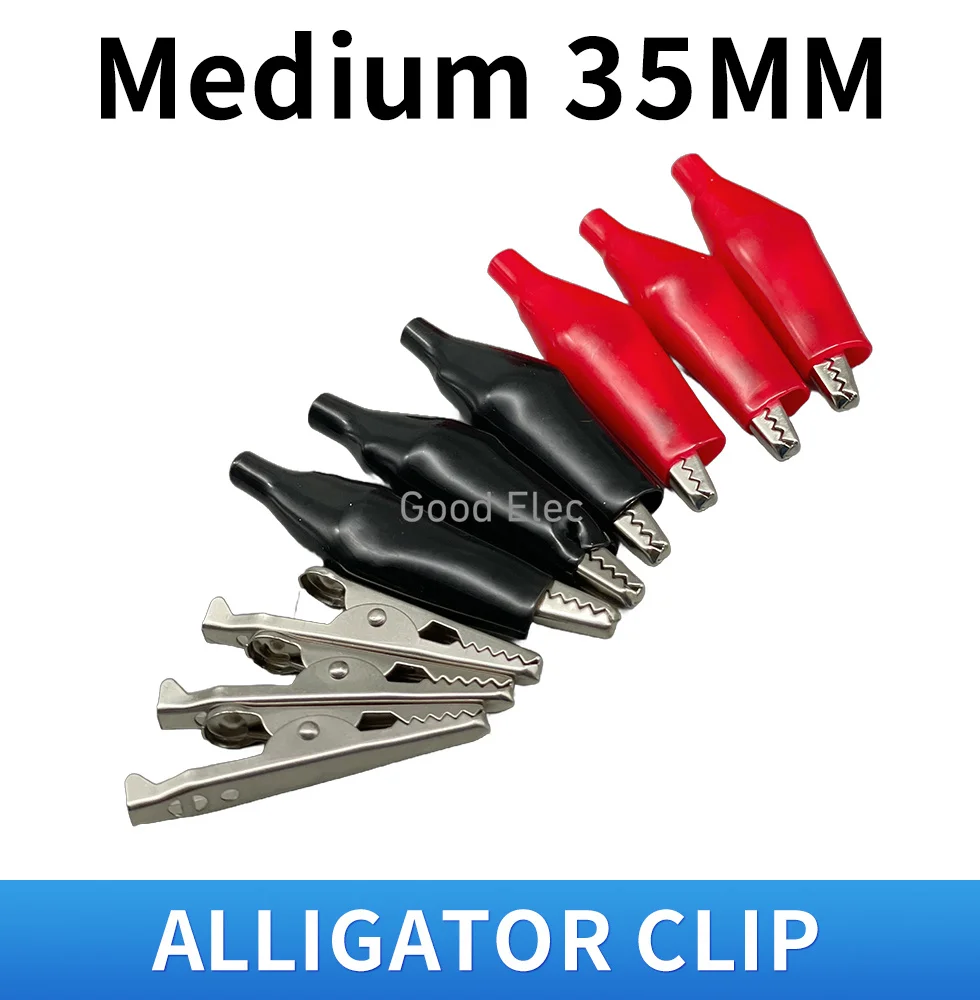 10pcs 35MM Mini Red Alligator Clip Cable Wire Battery Crocodile Clips Electrical Clamp Tester Probe Car Double-ended