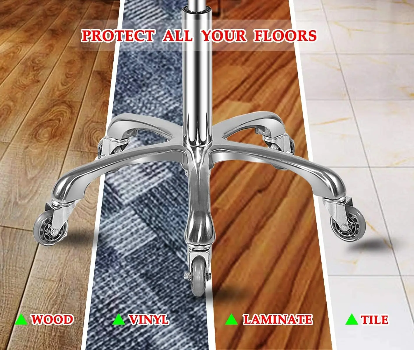 Adjustable Rolling Stool with Wheels, Heavy Duty 400 lbs Capacity for Shop, Lab, and Workbench Use (Grey)