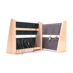 2 Layers Wood Slope Shape Jewelry Display Necklace Pendant Bracelet Organizer Stand Holder Rack Showcase Tray