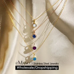 eManco DIY Constellation Birthstone Set Necklace 12 Zirconia Stainless Steel Pendant Necklace Anniversary Birthday Gift