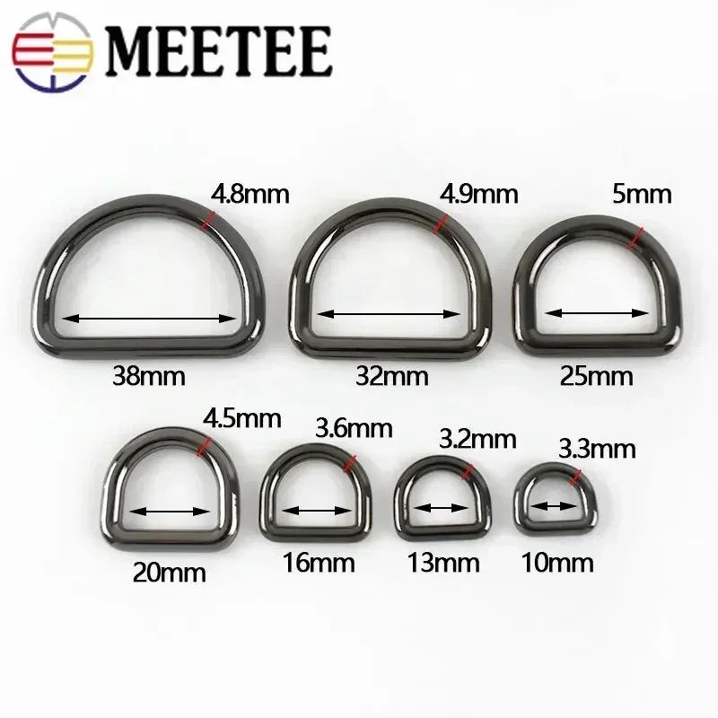 10Pcs Seamless Metal D Rings Buckles for Bags Purse Strap Pet Dog Collar Hardware Backpack Webbing Ring Clasp Sewing Accessories