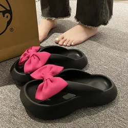 Women's Bow Pillow Flip Flops, Kawaii Open Toe Super Soft Non Slip Slides Shoes, Indoor & Outdoor Slippers