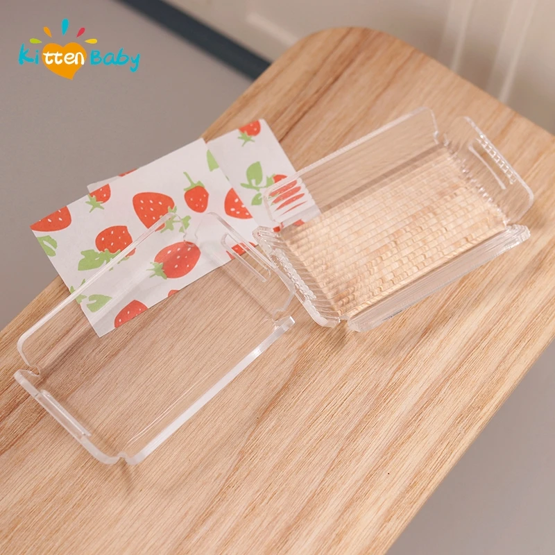 Mini Simulation Transparent Stripe Tray Tea-tray Food Tray Cake Dessert Tray Dollhouse Miniatures 1/12 Dolls House Kitchen Toys