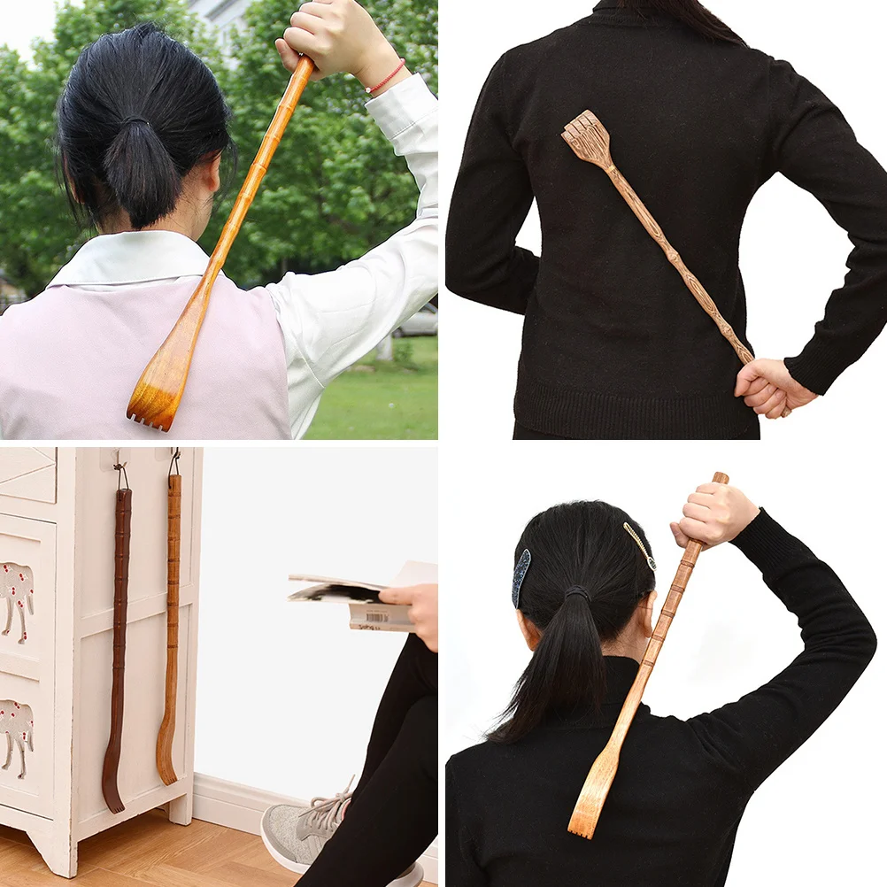 Arranhador de madeira para costas, cabo longo, massageador corporal para alívio da dor nas costas, ferramenta portátil para arranhões, madeira lisa e confortável