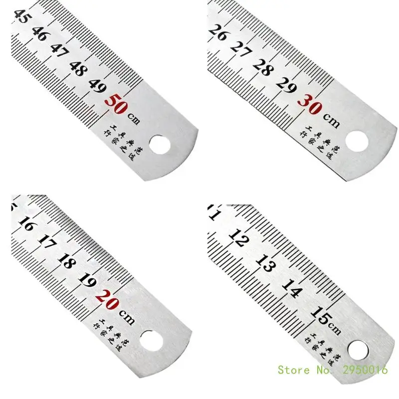 15/20/30/50cm Stainless Steel Ruler Double Side Centimeter Inches Scale Metric Ruler Architecture Drawing Office School Supplies