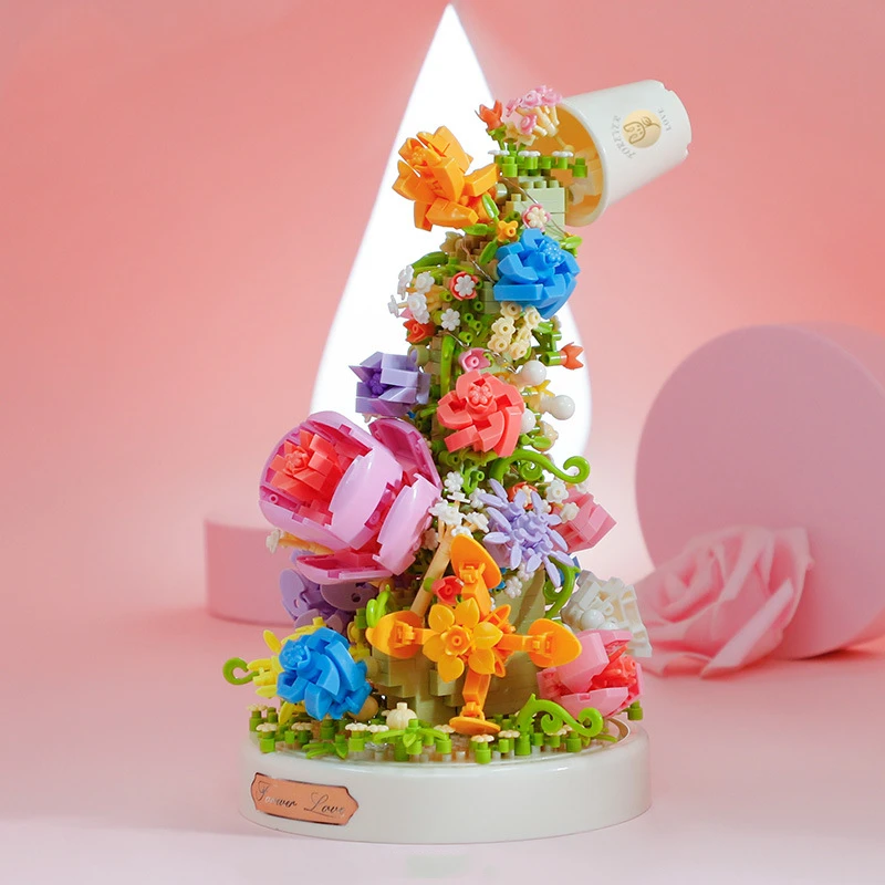 

Simulated Flowers Waterfalls Building Blocks Children's Toys Educational Assembly Model Ornaments Birthday Gifts for Girlfriends