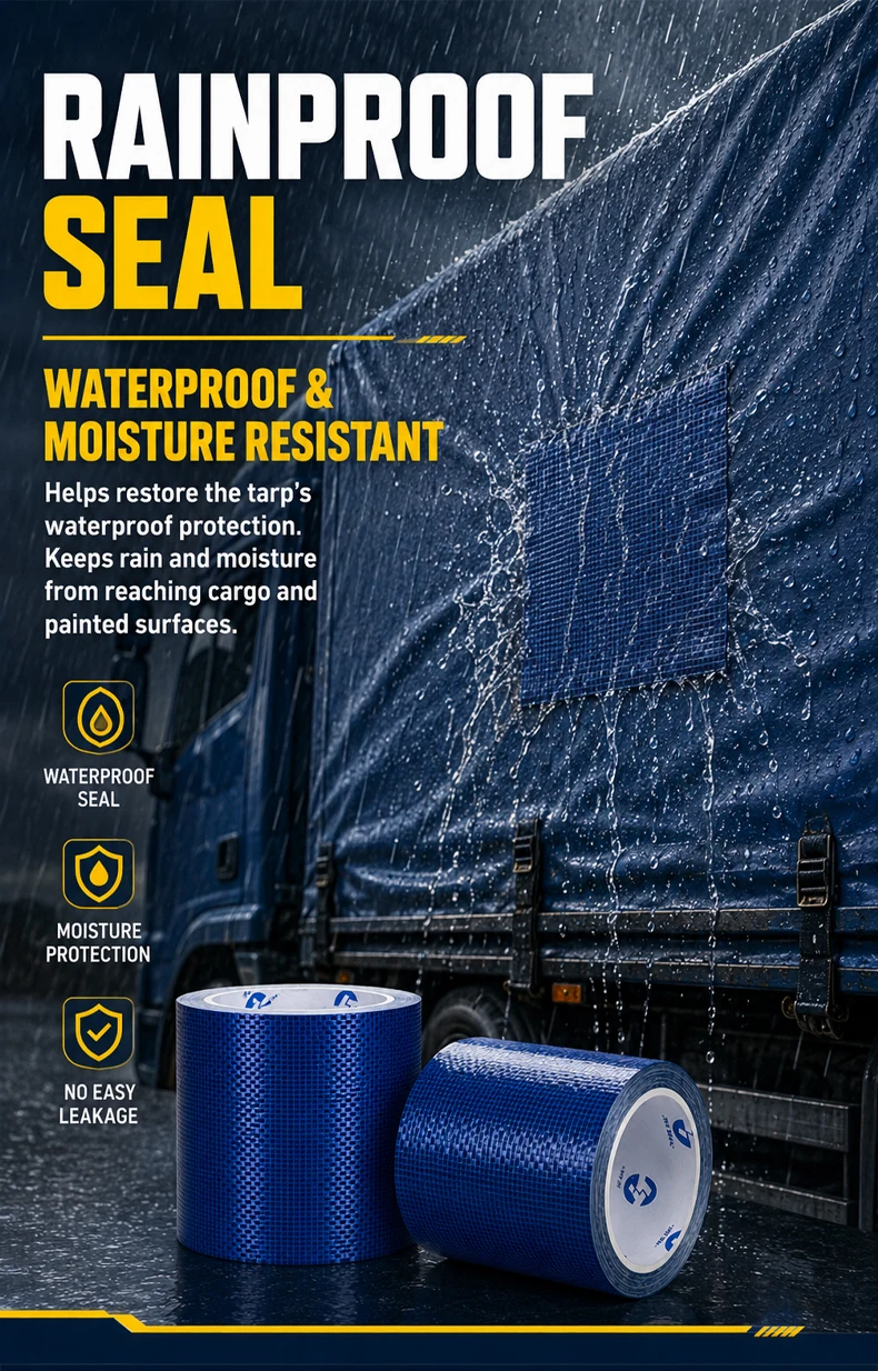 Hochbelastbares Planenreparaturband Wasserdichtes Klebeband-Patch-Rolle für LKW-Abdeckungen und Zeltreparaturen – Detail 6